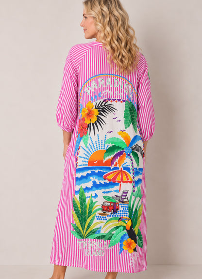 Robe Coton Double Poches Cote Paradise : 1301 Multi Clair
