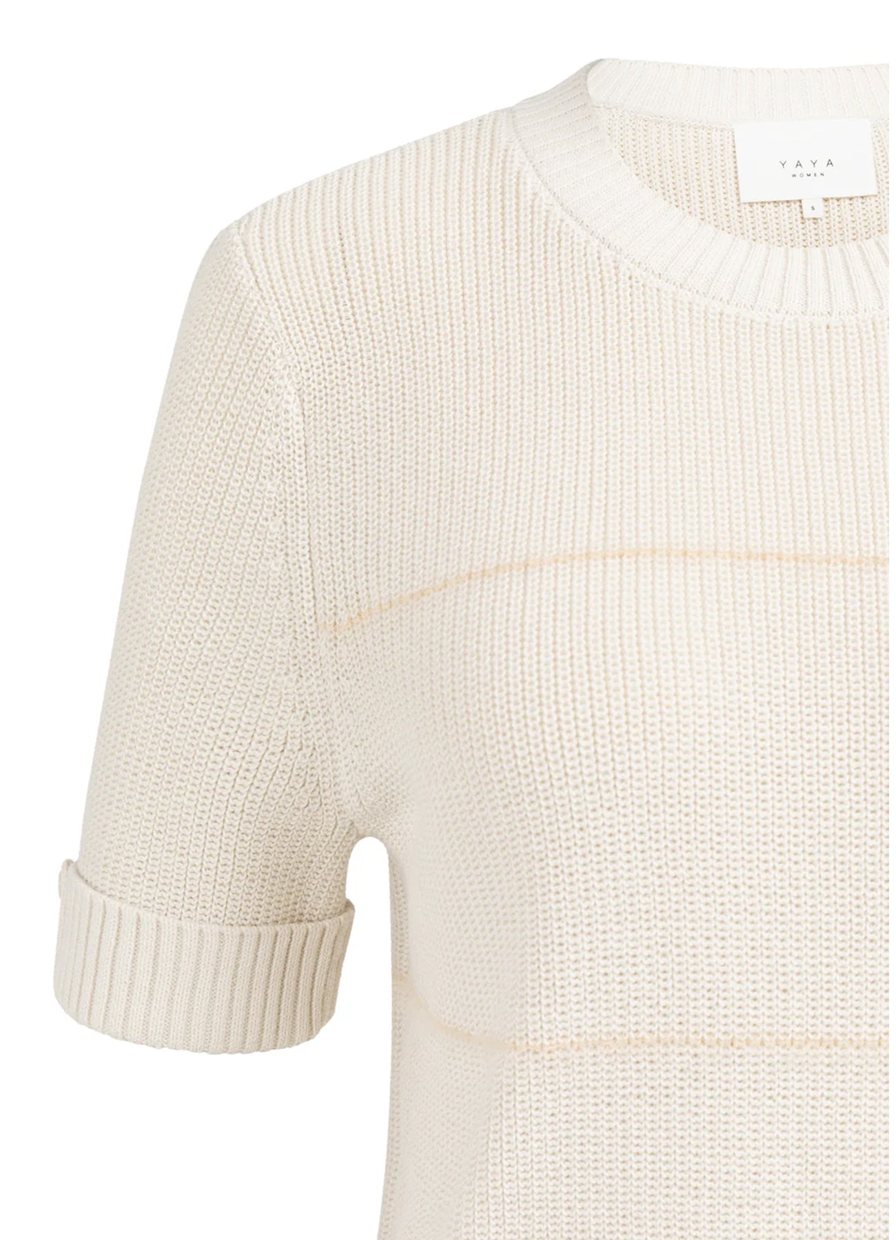 Knitted Furry Stripe Sweater S : Ecru Dessin 990531