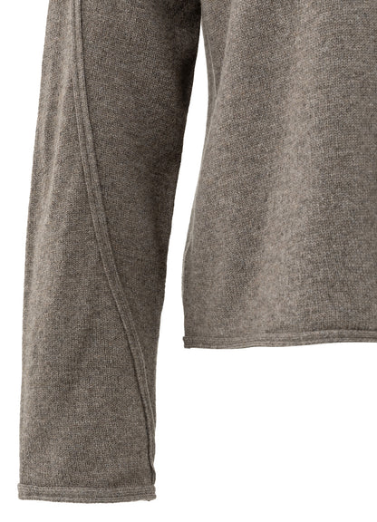 Boatneck Sweater With Fringes : Brown Melange 990172