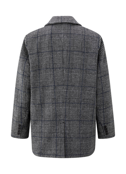 Woven Oversized Checked Blazer : Contours Gray Dessin 00001