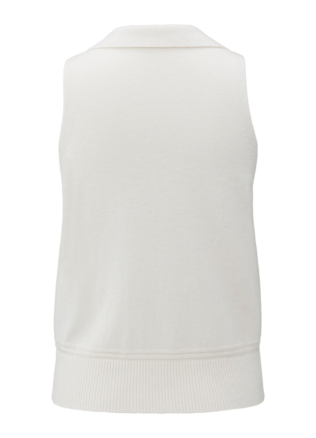 Sleeveless Cardigan With Collar : Early Frost White 990312