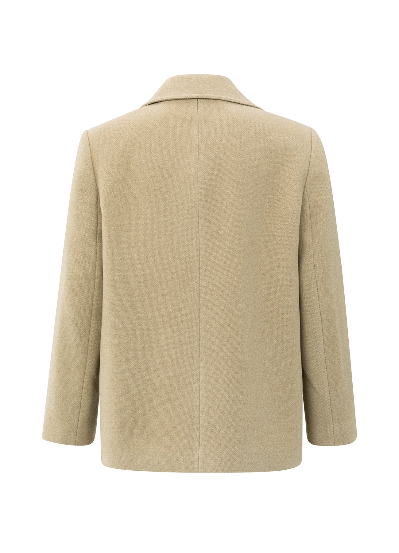 Soft Woven Short Coat With Dou : Greenish Sand Beige 99012