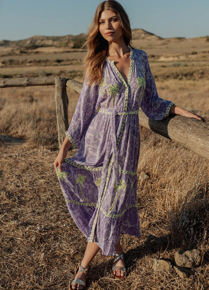 Long Dress Long Sleeves : Purple