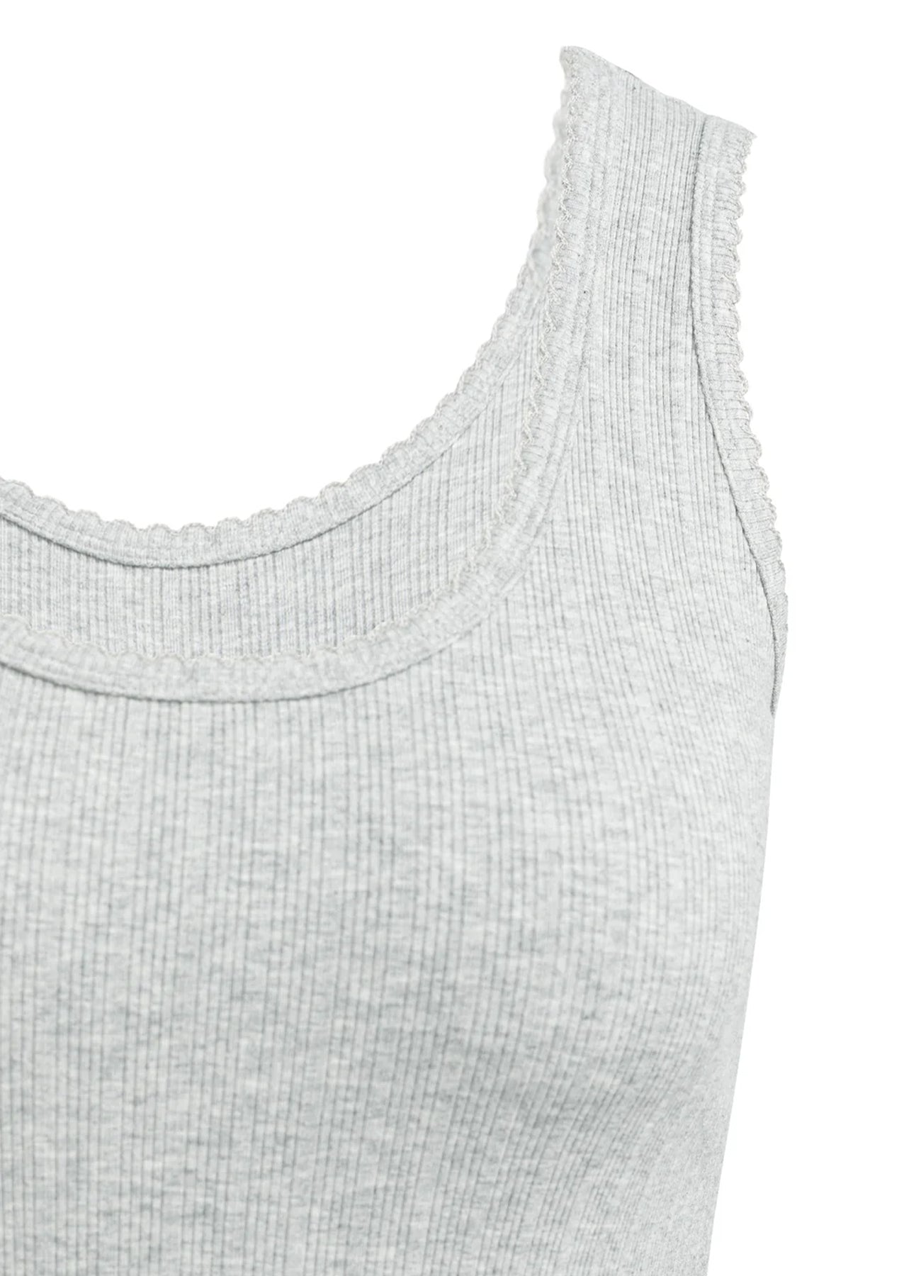 Rib Singlet With Fancy Edge : Medium Grey Melange 99022