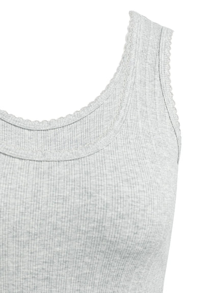 Rib Singlet With Fancy Edge : Medium Grey Melange 99022