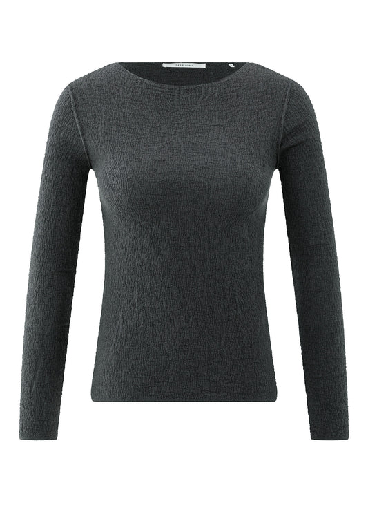 Light Structured Knitted Top : Oyster Black 90205