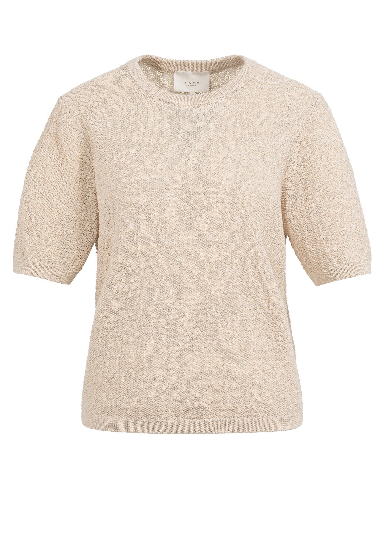 Textured Sweater Short Sleeve : Desert Beige Dessin 990521