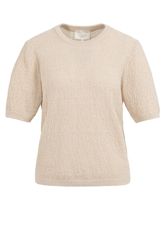 Textured Sweater Short Sleeve : Desert Beige Dessin 990521