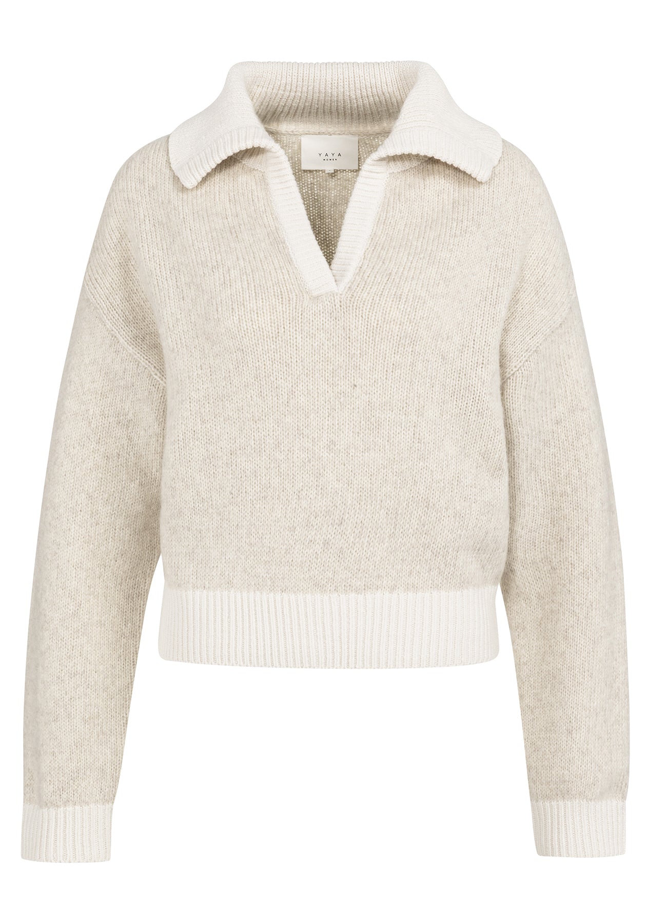 Sweater With Contrast Color Details : Heather Grey Dessin 990401