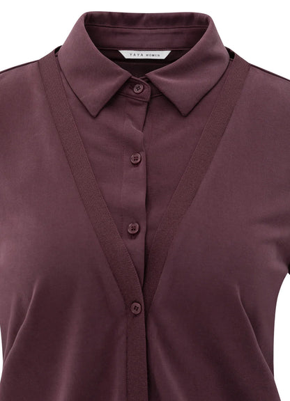Jersey Blouse With Double Layer Effect : Fudge Purple
