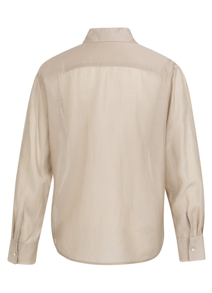Sheer Blouse With Chest Pocket : Mist Green 99043