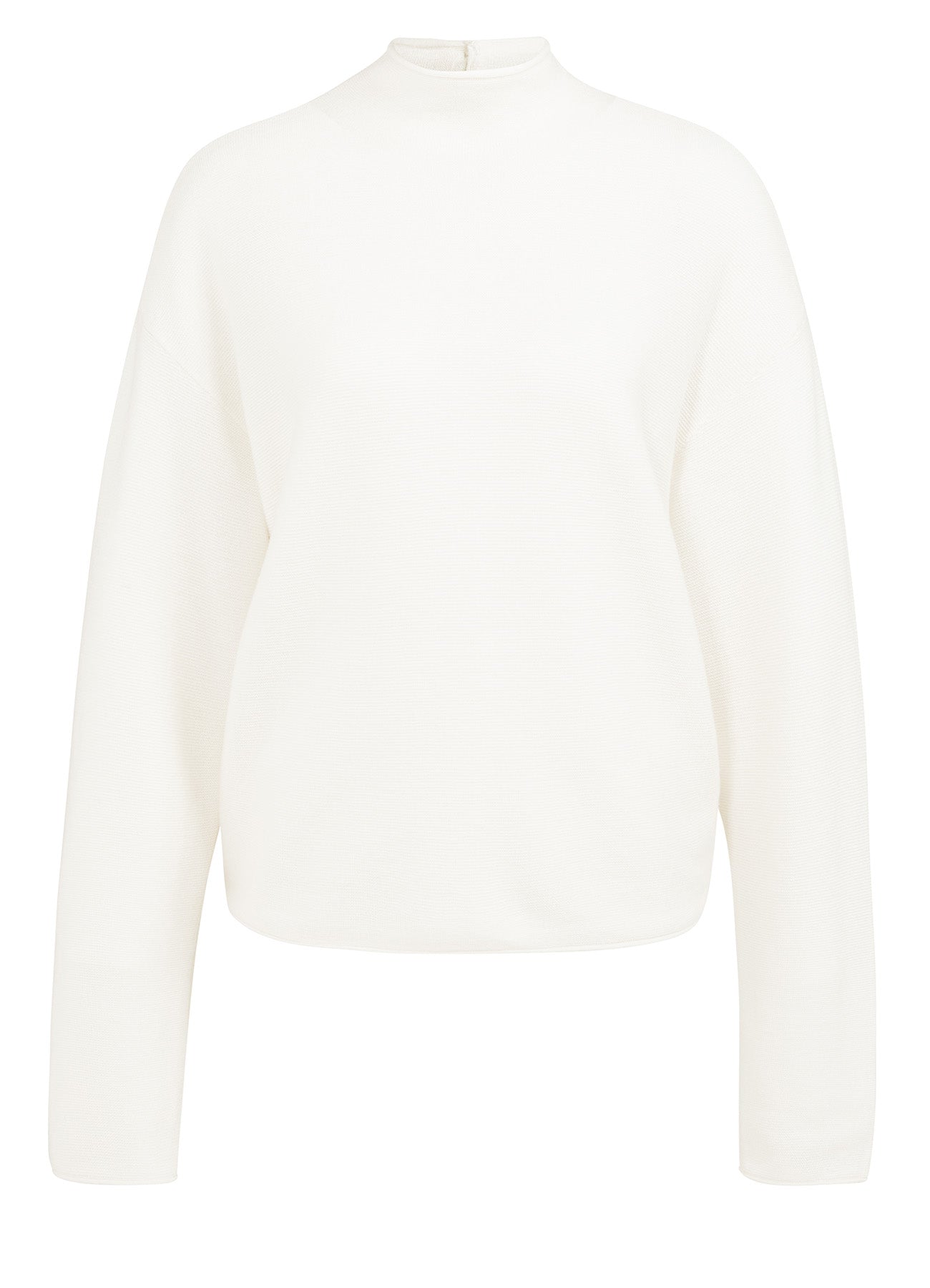 Textured High Neck Sweater With Buttons : Snowfall White 10002