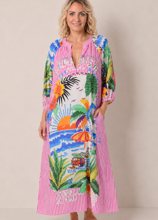 Robe Coton Double Poches Cote Paradise : 1301 Multi Clair