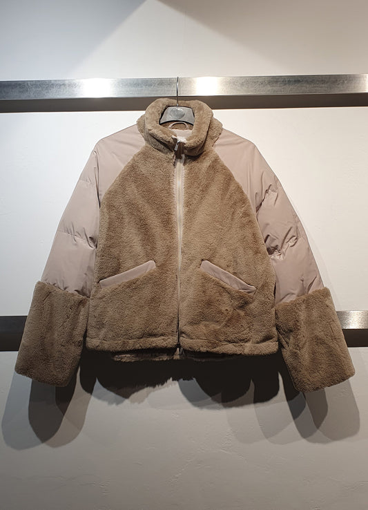 Faux Fur Jacket With Padded Ny : Sand Beige 99006