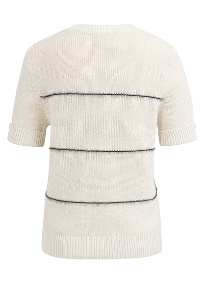 Knitted Furry Stripe Sweater S : Navy Blazer Dessin 939231