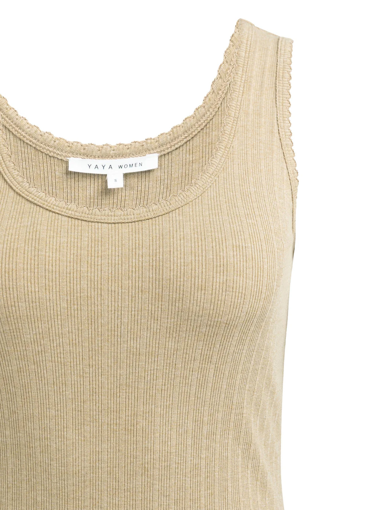 Rib Singlet With Fancy Edge : Khaki Green Melange 990452