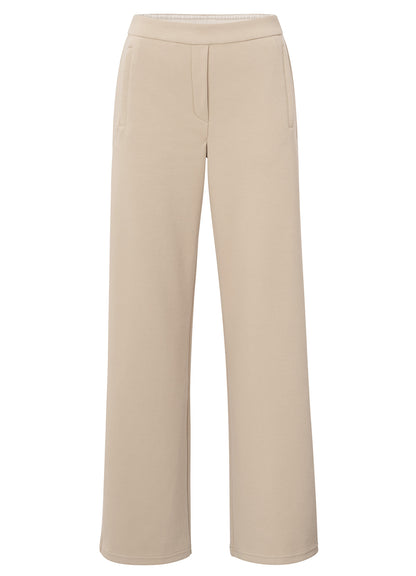 Wide Leg Trousers With Contrast Stripe And Zipper Pockets : Twill Beige 99998