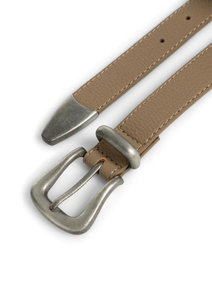Studded Leather Belt : Khaki Green 99045