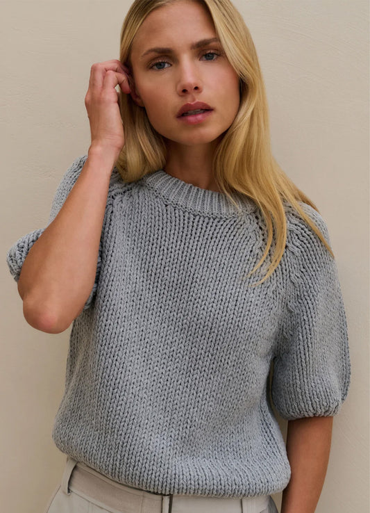 Heavy Yarn Sweater Short Sleev : Iron Grey 99047