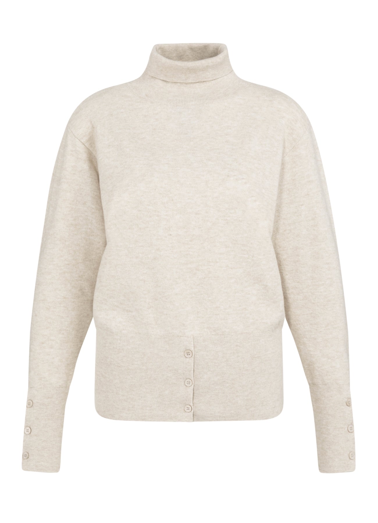 High Neckline Sweater With Buttons : Heather Grey Melange 990402
