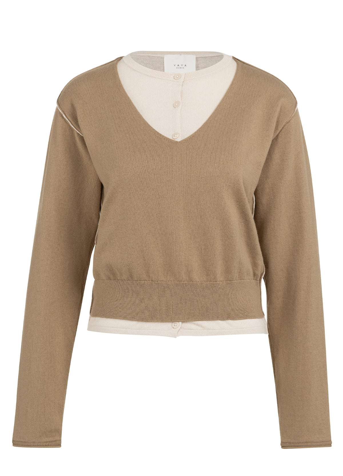 Fake Double Layer In Contrast : Khaki Green Dessin 990451