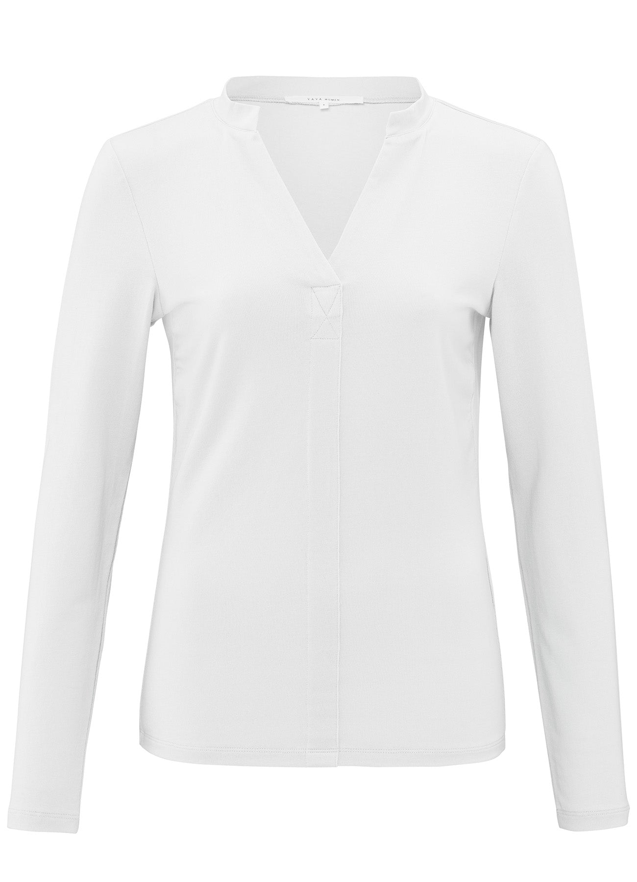 Jersey Henley Top With Long Sleeves : Pure White 00000