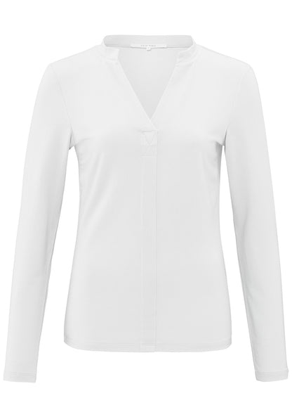 Jersey Henley Top With Long Sleeves : Pure White 00000