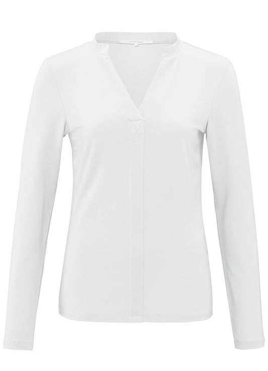 Jersey Henley Top With Long Sleeves : Pure White 00000