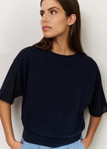 Boatneck Sweater With Transpar : Total Eclipse Blue 94010