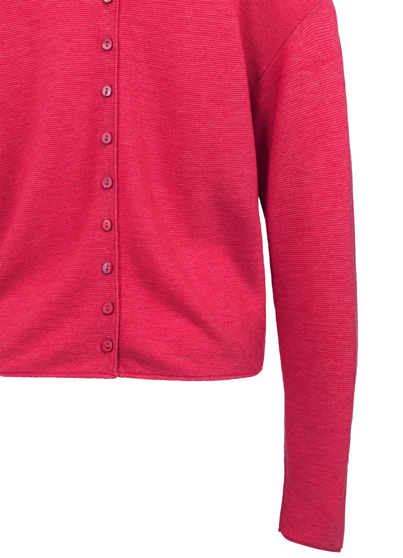 Textured High Neck Sweater With Buttons : Rose Red Melange 818522