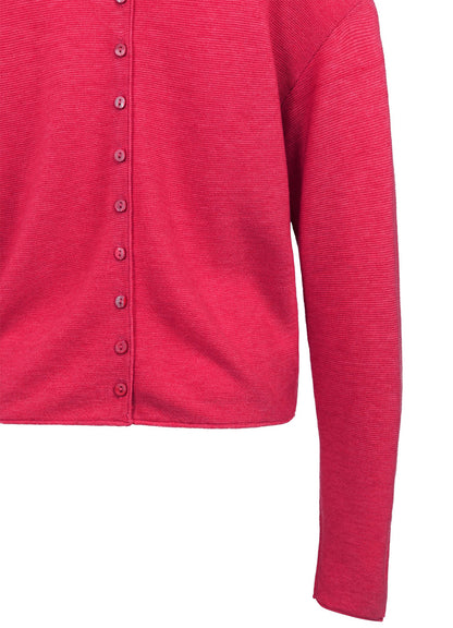 Textured High Neck Sweater With Buttons : Rose Red Melange 818522