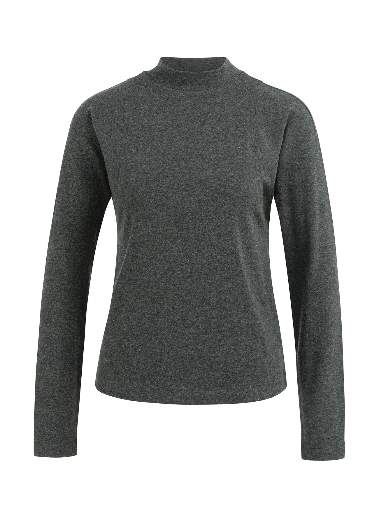 Long Sleeve Mock Neck Top : Anthracite Melange 99020