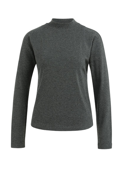 Long Sleeve Mock Neck Top : Anthracite Melange 99020
