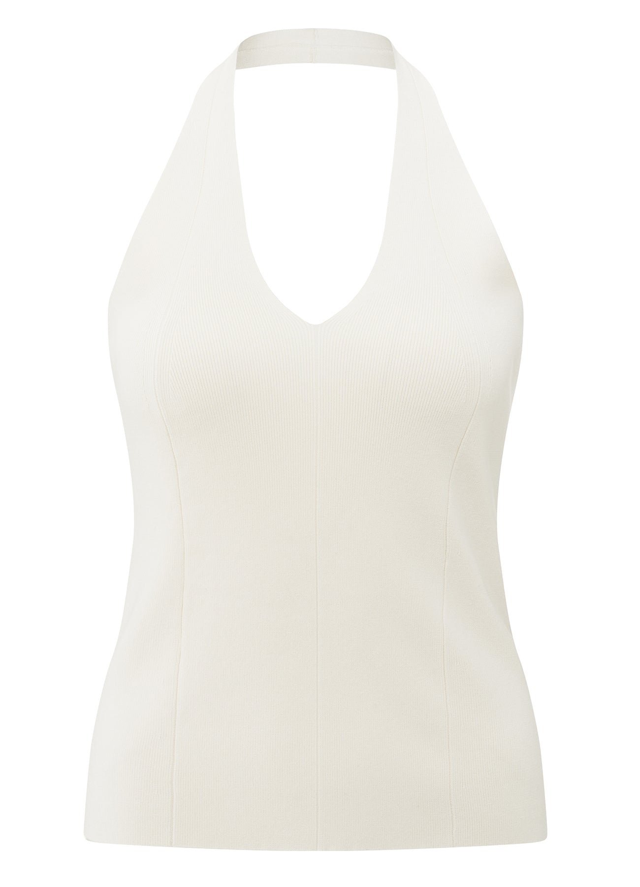 Knitted Fitted Halter Top : Off White 99995