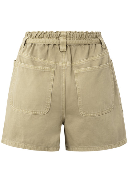 Garment Dye Woven High Waist Cargo Short : Summer Sand 20908
