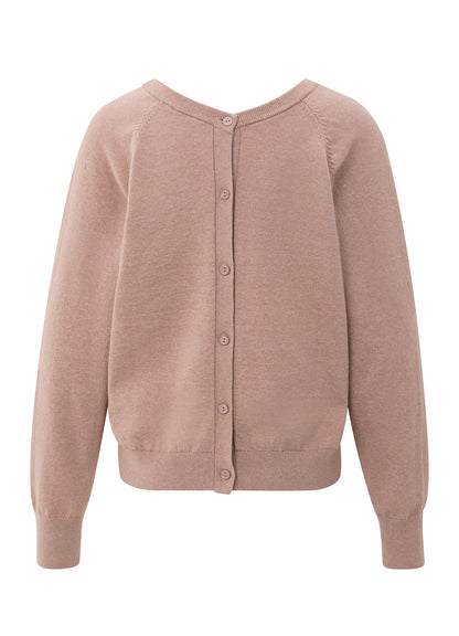 Double V-Neck Sweater With But : Blush Pink 99016