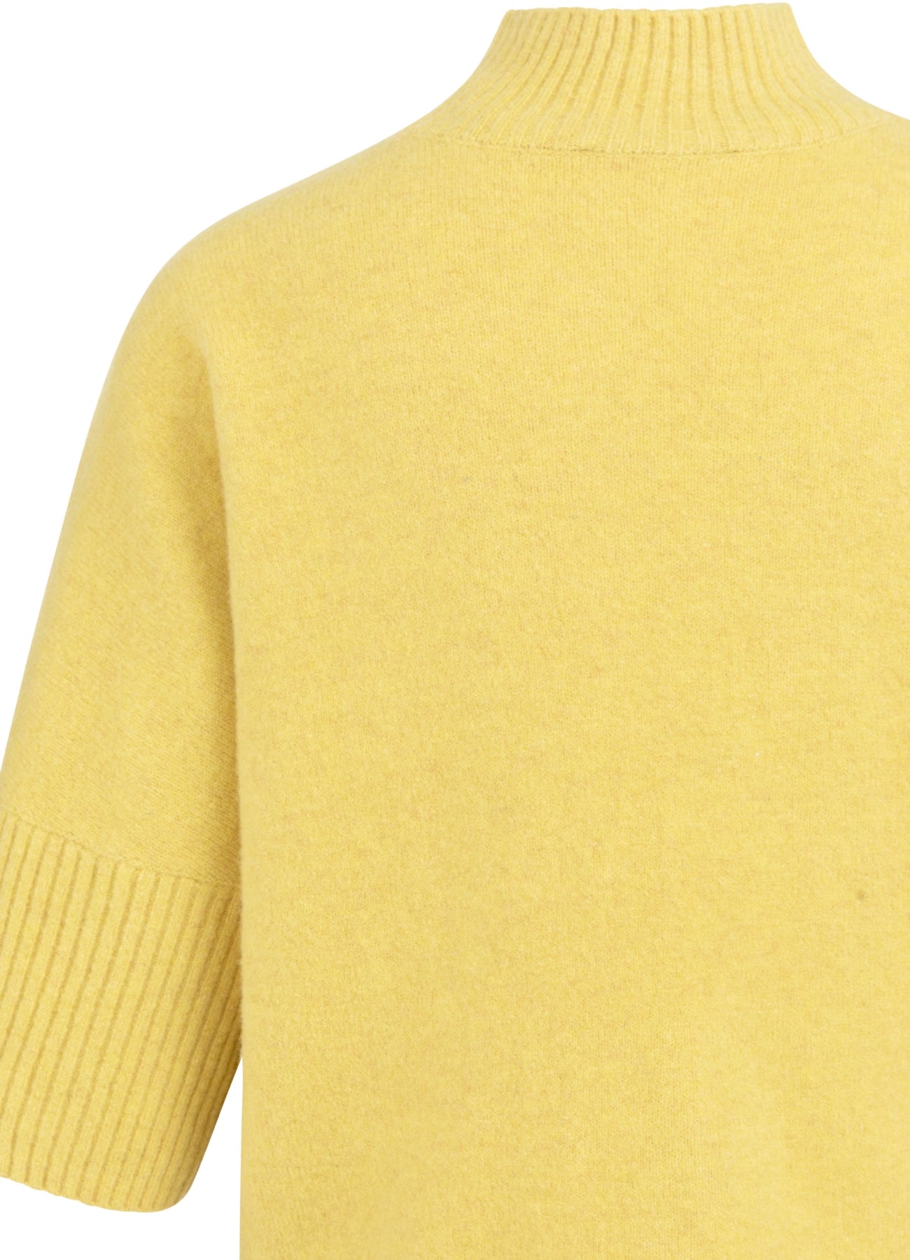 High Neckline Sweater With Rib Sleeves : Dried Moss Green Melange 406262