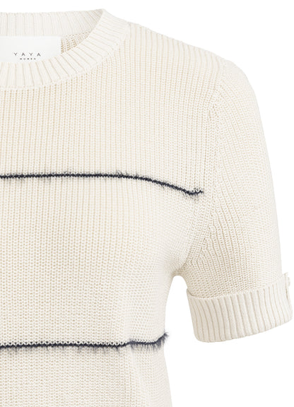 Knitted Furry Stripe Sweater S : Navy Blazer Dessin 939231