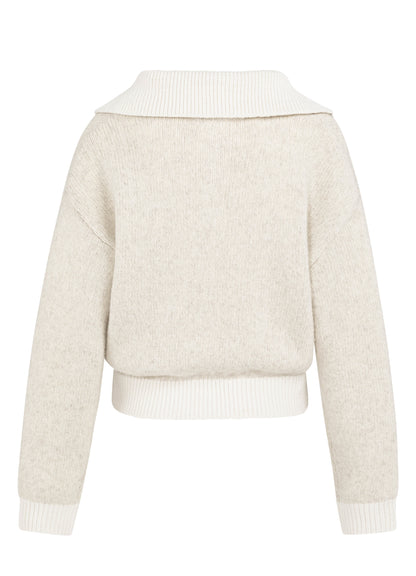 Sweater With Contrast Color Details : Heather Grey Dessin 990401