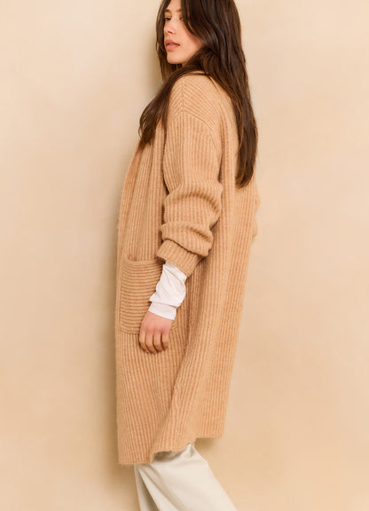 Long Cardigan In Heavy Stitch : Light Camel 615092
