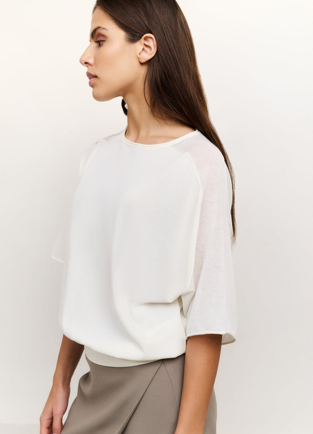 Boatneck Sweater With Transpar : Off White 99995
