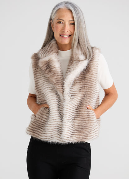 Zee Fur Vest : Grey Stripe