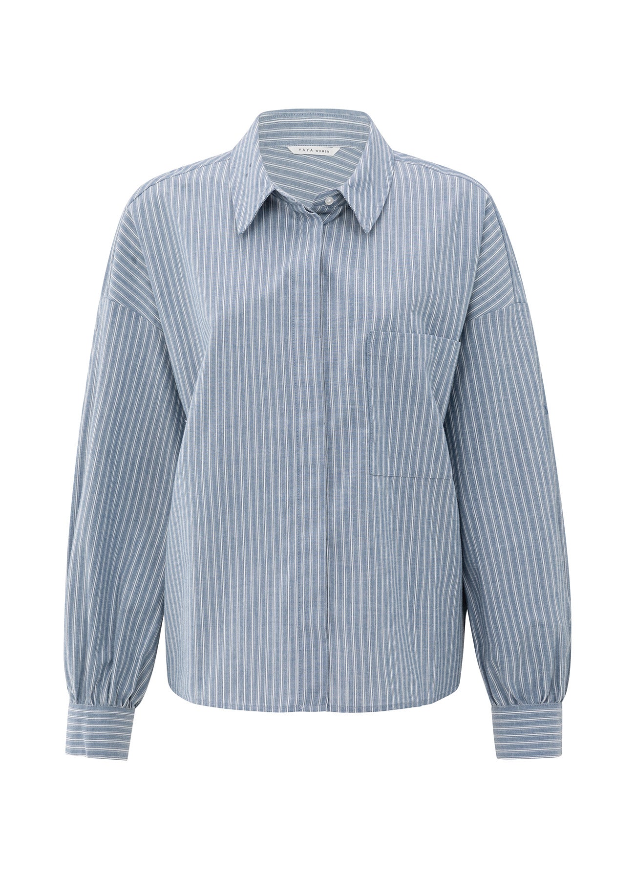 Striped Blouse With Pocket : Vintage Blue Dessin 990001