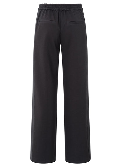 Wide Leg Trousers With Contrast Stripe And Zipper Pockets : Phantom 94205