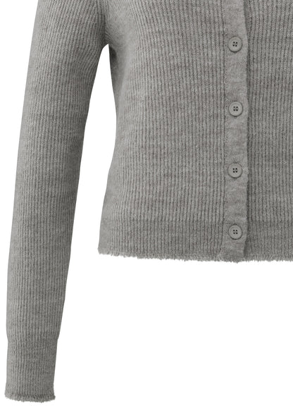 Cardigan In Melange Yarn : Taupe Grey Melange 00001