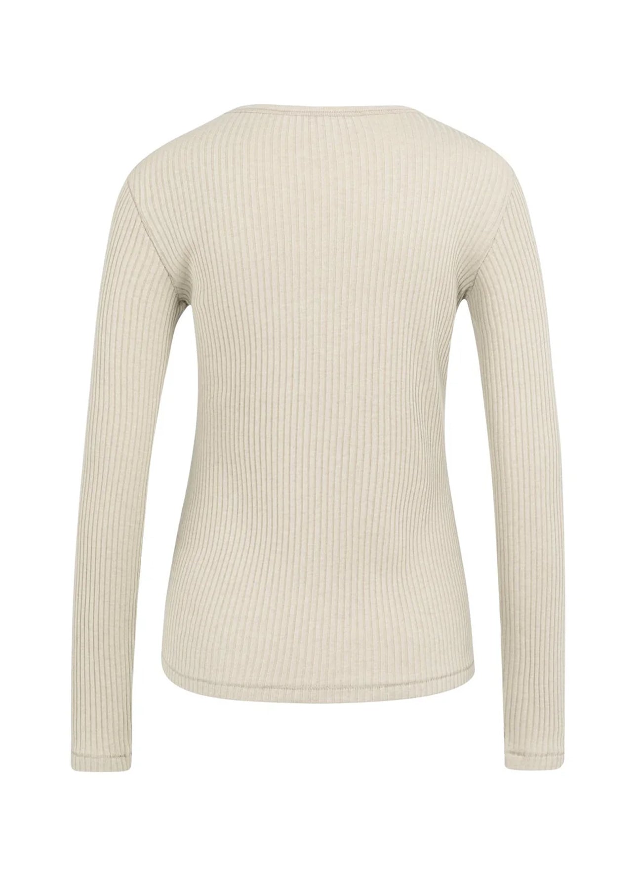 Ribbed Long Sleeve T-Shirt : Oxford Tan Brown 51306