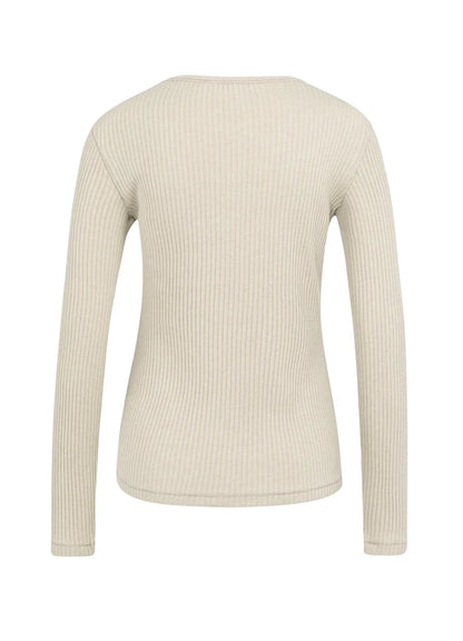 Ribbed Long Sleeve T-Shirt : Oxford Tan Brown 51306