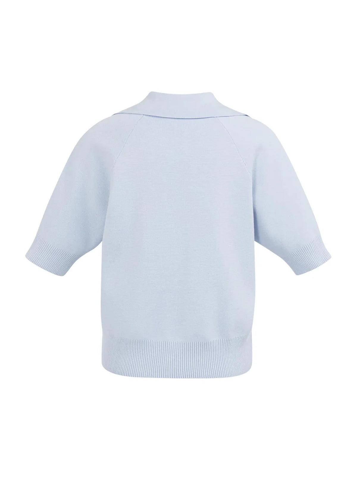Short Sleeve Sweater With Coll : Ice Blue 99048
