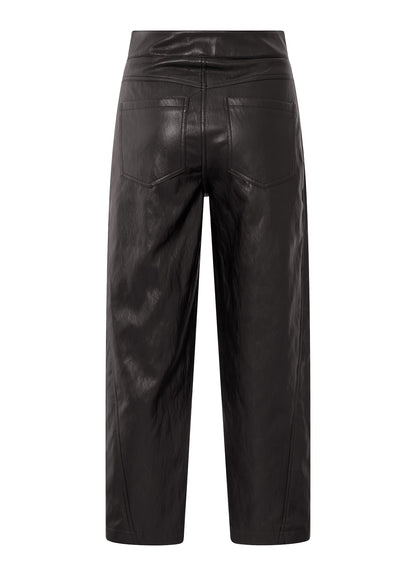 Faux Leather Carrot Fit Trouse : Anthracite Brown 99029