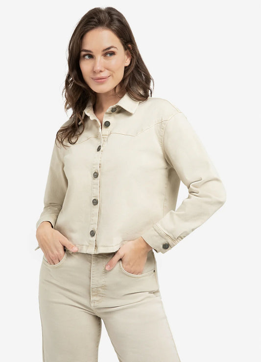 Colored Denim Jacket W. Seam : Sandstone Beige 99046